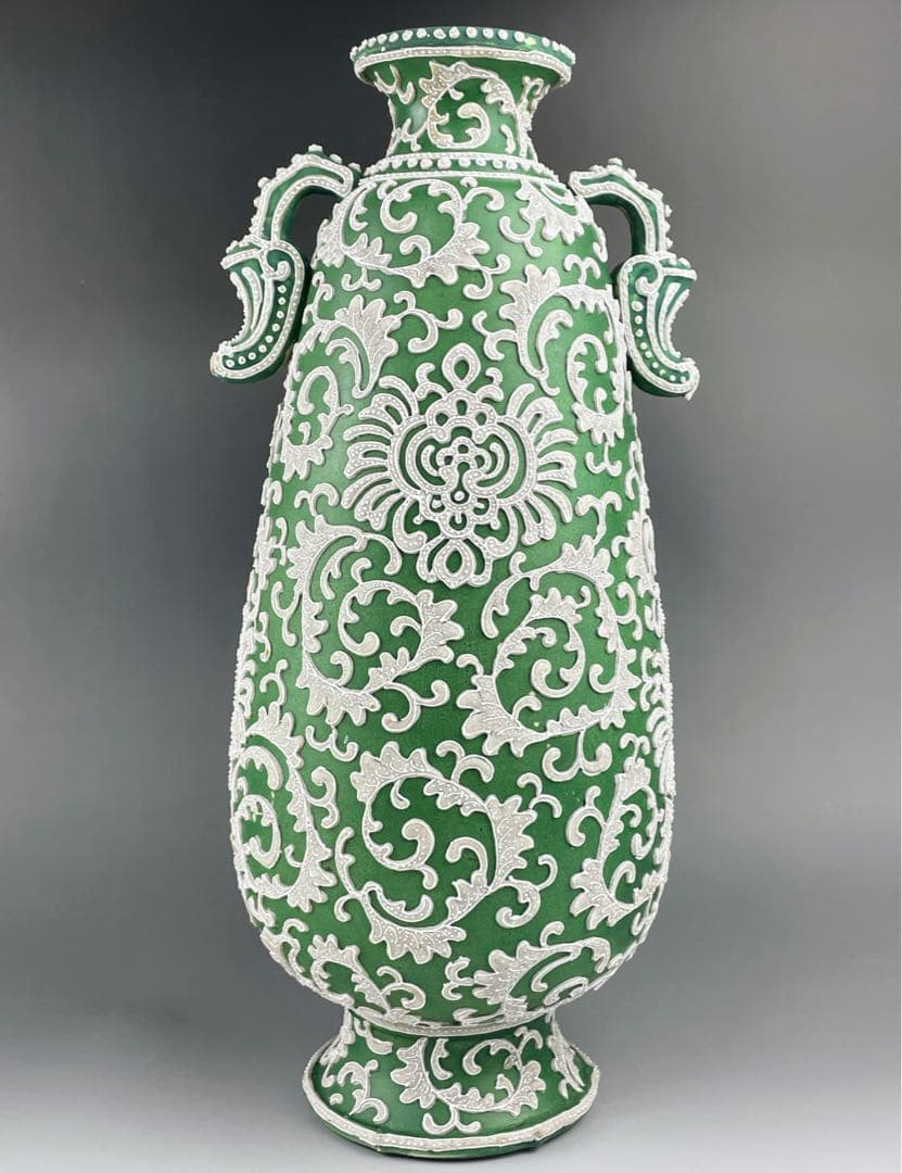 【大型３６．５㎝】オールドニッポン アールヌーボー 一陳盛り 花瓶 真珠盛り