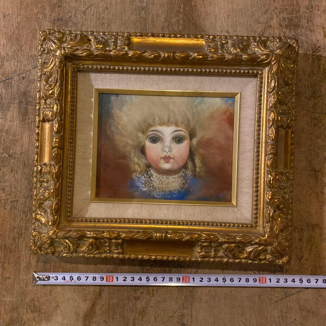 久保田政子 油彩画 額縁付き アンティーク 絵画 上品なドールの油彩画