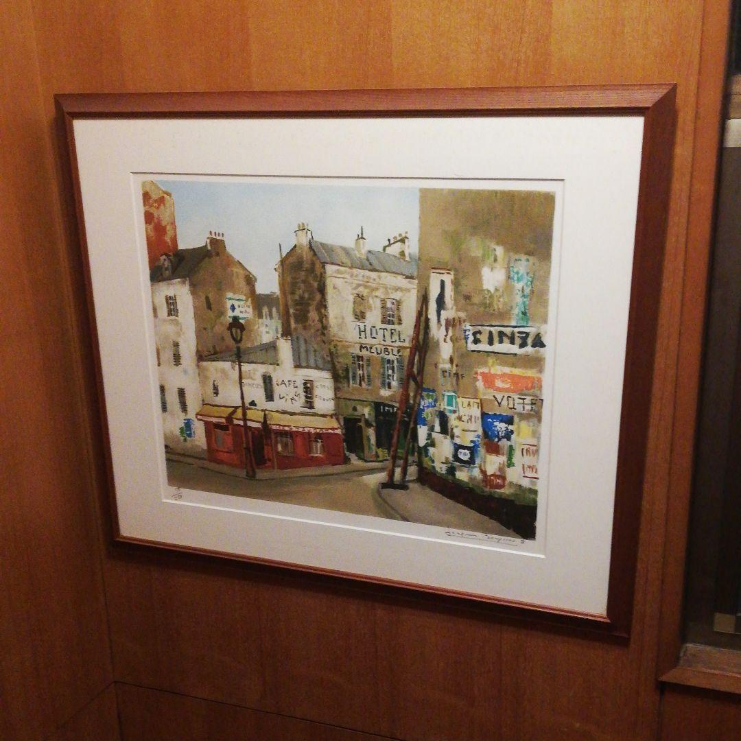 PIC3)【フランス購入品】額縁サイズ67×80cm洋画　版画