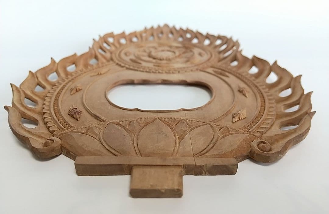 光背(3.5寸坐像用)#430 透し彫 火焔 ◆白檀 木彫 仏像付属品