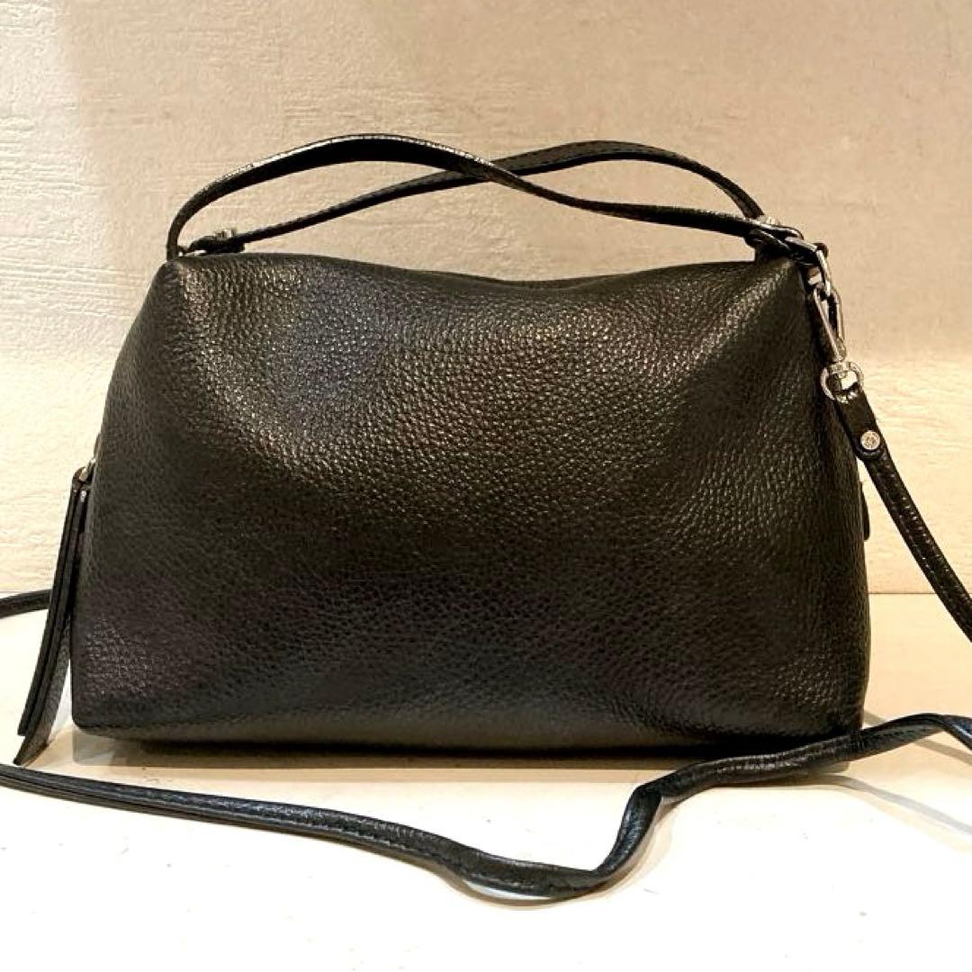 【美品】GIANNI CHIARINI アリファ 2WAY レザーバッグ M 黒