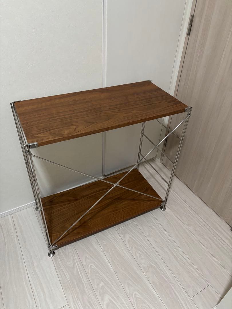 無印良品ステンレスユニットシェルフ ワイド　小　ウォルナット
