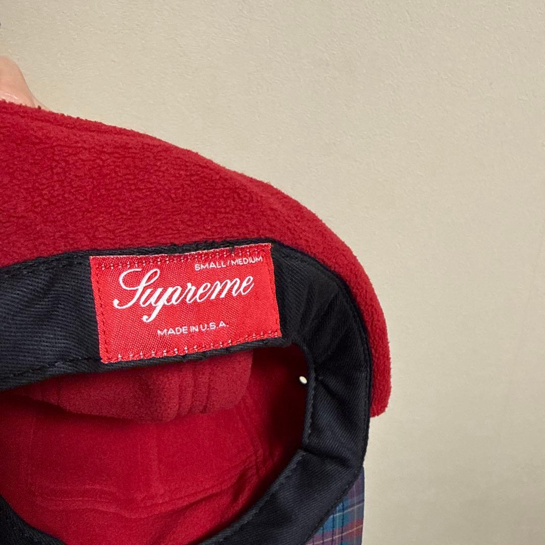 no.3 Supreme チェック柄 耳当て付きキャップ