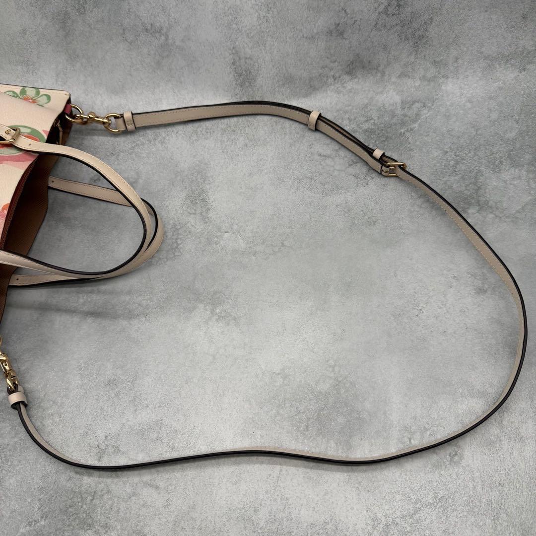 COACH コーチ ショルダーバッグ 2way PVC 花柄 クロスボディ 白