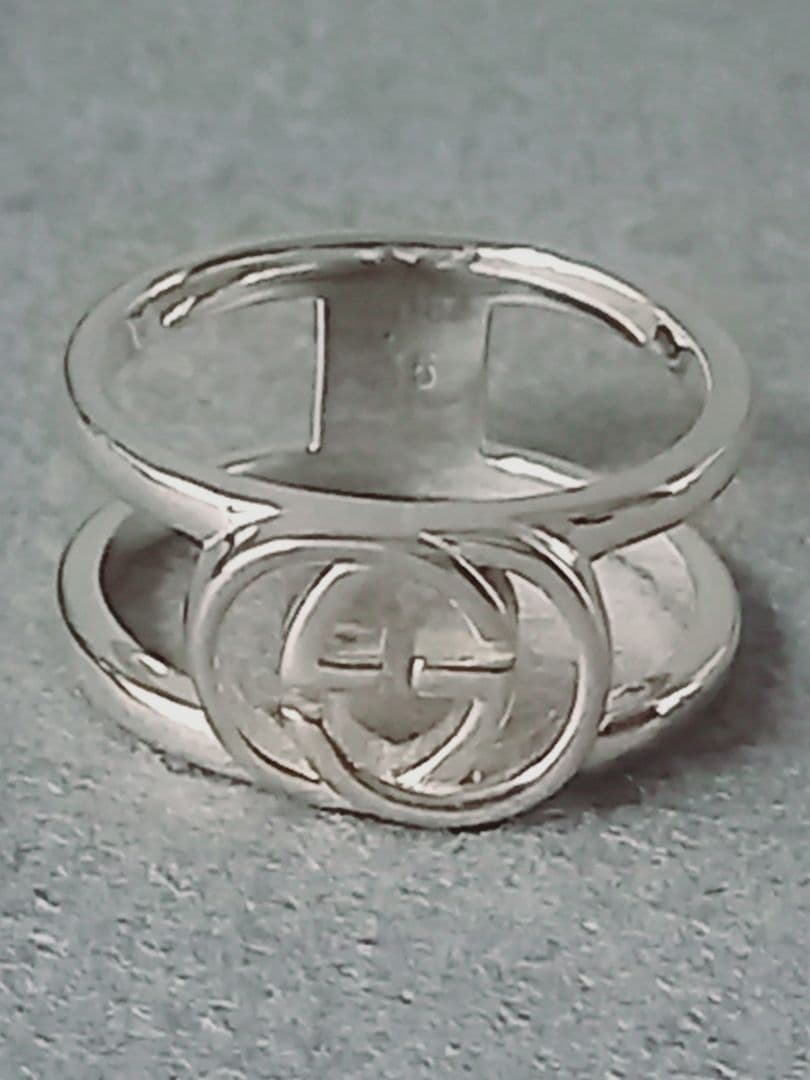 美品 GUCCI グッチ インターロッキング ダブルG オープンリング