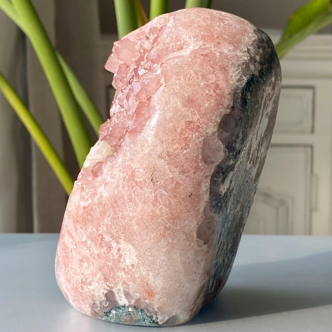 【 天然石 どっしり ピンクアメジスト 原石 ドーム 約1.1kg