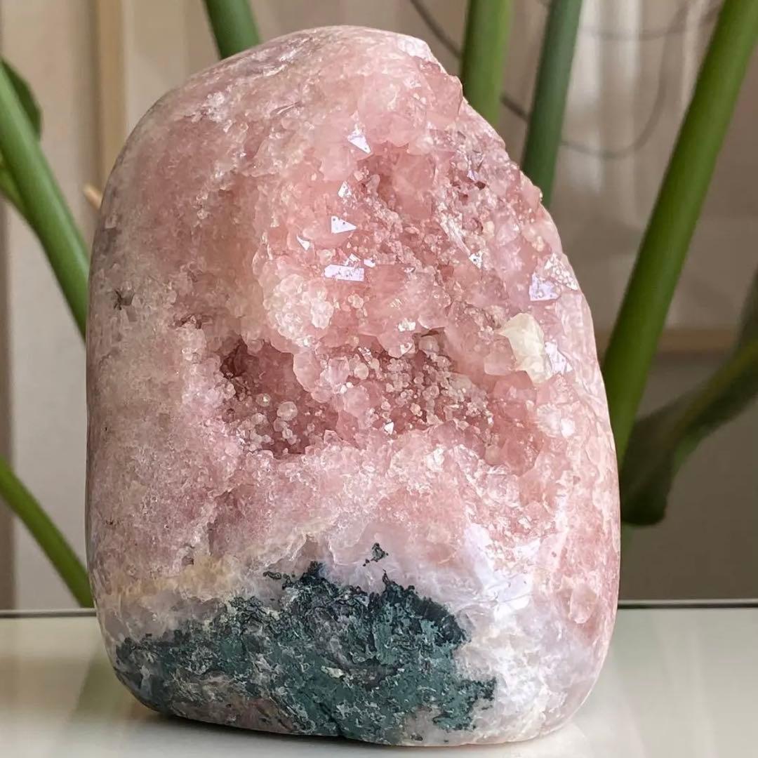 【 天然石 どっしり ピンクアメジスト 原石 ドーム 約1.1kg