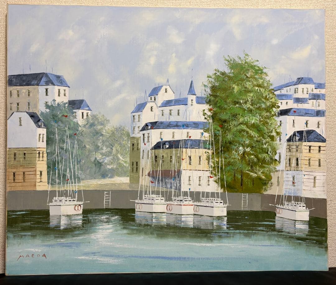 前田忠雄　河畔の風景　F20