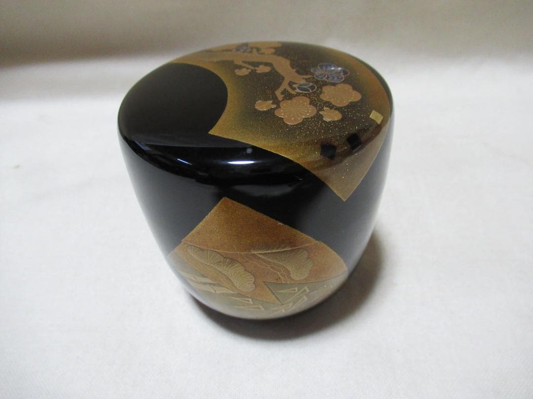 茶道具　輪島塗　松竹梅蒔絵　棗　一后一兆作　共箱