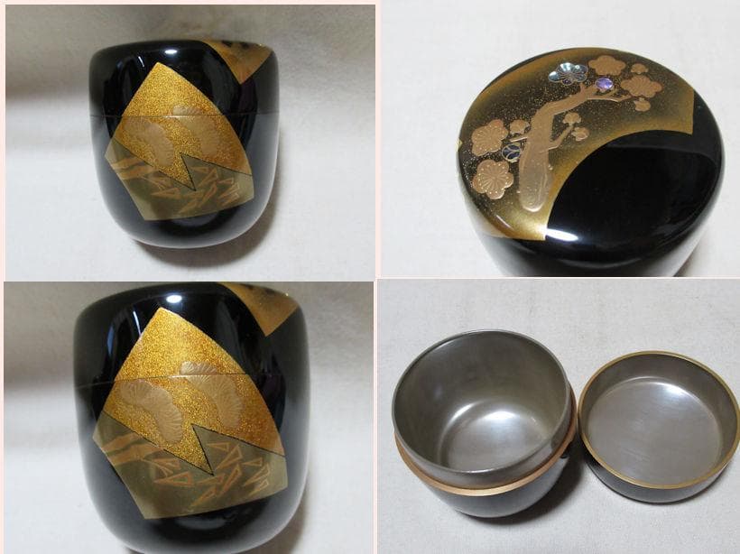 茶道具　輪島塗　松竹梅蒔絵　棗　一后一兆作　共箱