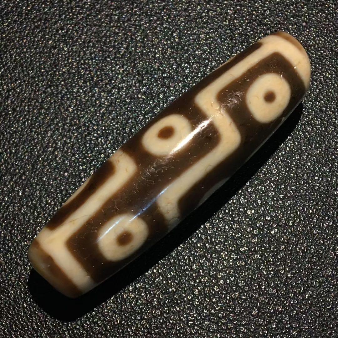 古法折線九眼天珠 希少 天珠 瑪瑙 茶 ビーズ 開運 魔除け 根付