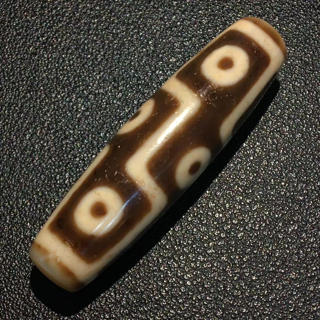 古法折線九眼天珠 希少 天珠 瑪瑙 茶 ビーズ 開運 魔除け 根付