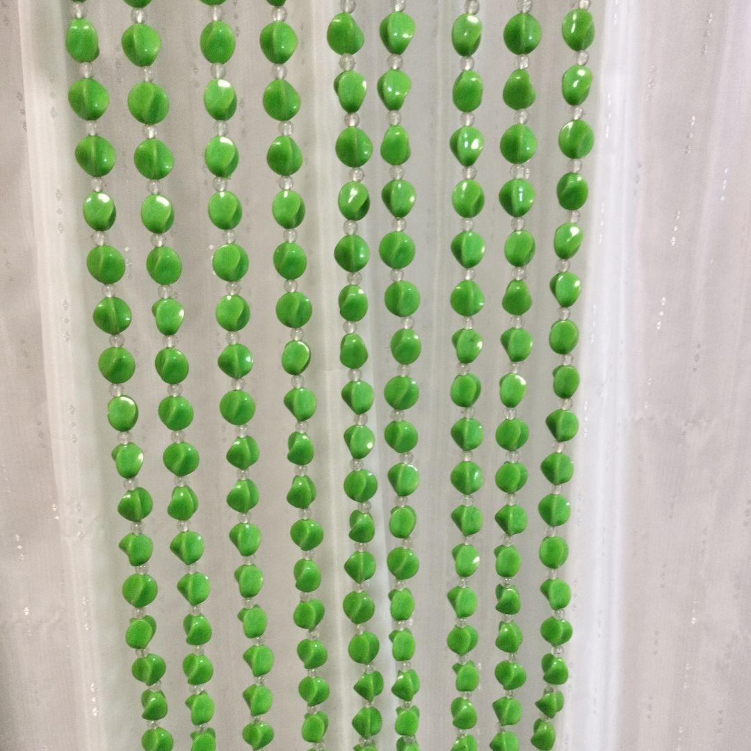 昭和レトロ ナルサ ビーズ珠のれん グリーン 緑