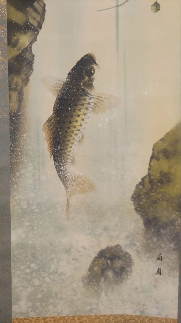 ご希望額まで値下げ～@孔雀・猛虎・滝鯉 いろいろ鳥獣画の肉筆掛軸3本セット