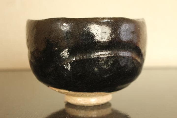 茶道具　楽吉左衛門　慶入　黒茶碗／楽吉左衛門　十二代　弘入極め　共箱・仕覆付き