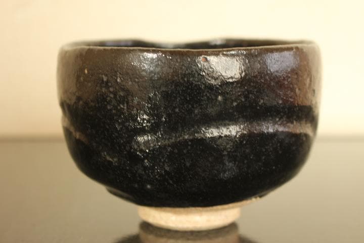 茶道具　楽吉左衛門　慶入　黒茶碗／楽吉左衛門　十二代　弘入極め　共箱・仕覆付き
