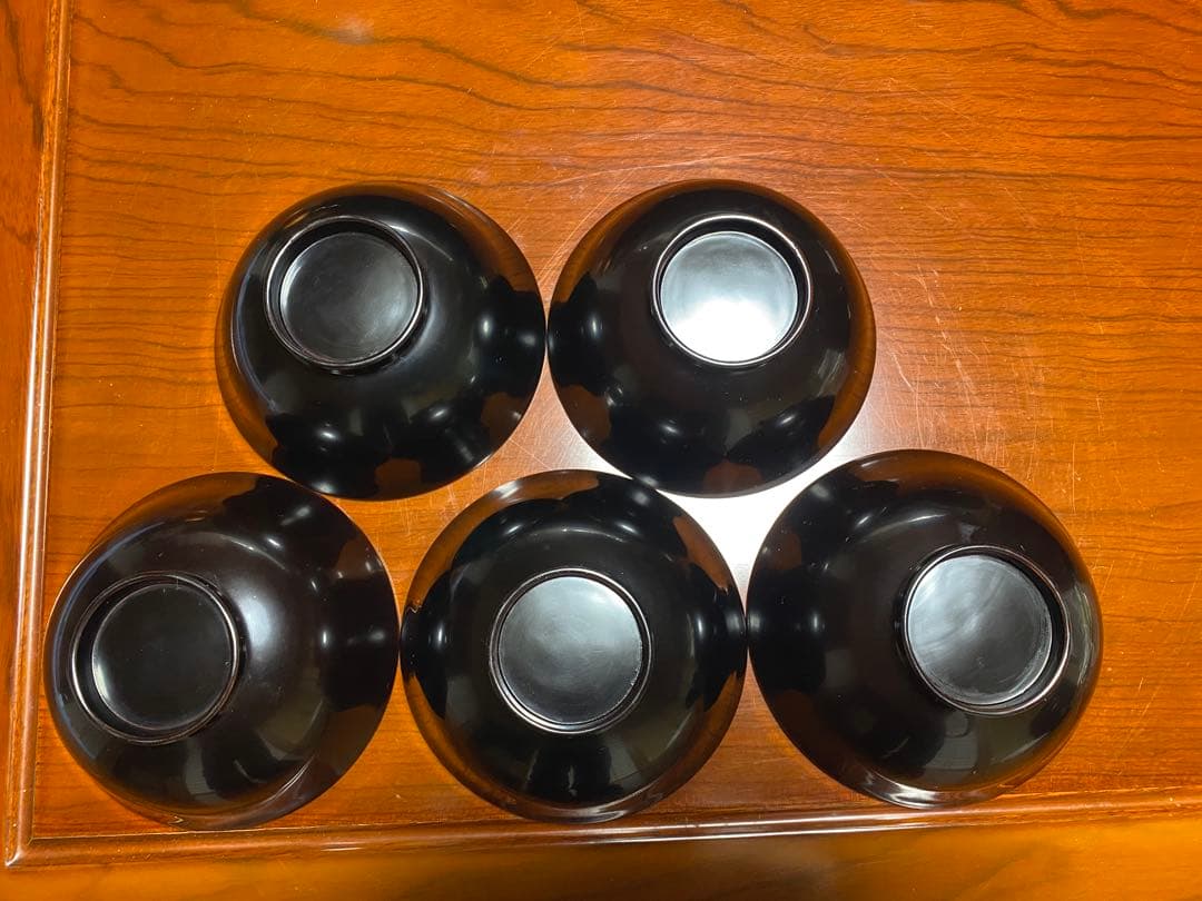 輪島塗　漆器 お椀 5個セット(黒地 金色 花 蝶)+皿10枚+オマケ1つ