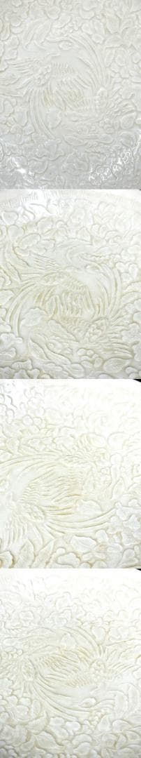 北宋時代 「東宮」銘 定窯白磁刻鳳凰花文銀縁平茶碗 骨董 古玩茶器WWTT007