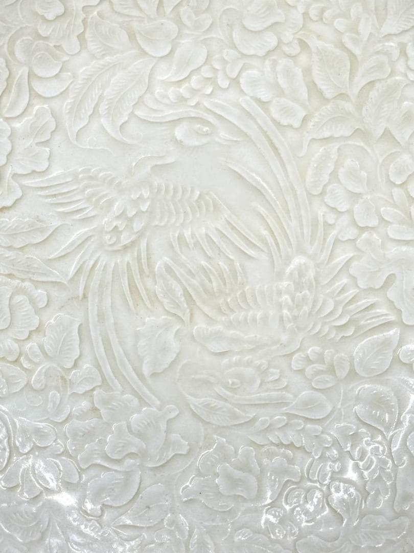 北宋時代 「東宮」銘 定窯白磁刻鳳凰花文銀縁平茶碗 骨董 古玩茶器WWTT007