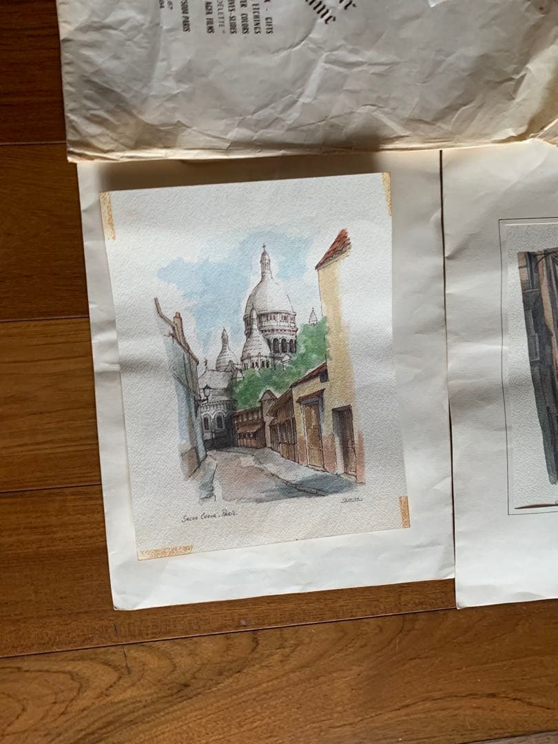 M. Blanche Rue Parisienne 水彩画 ２枚