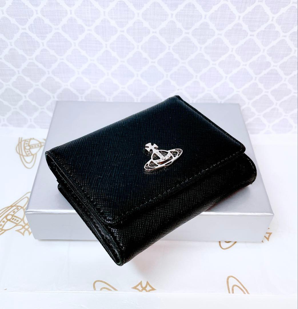 【最新◇ショッパー付】新品 ヴィヴィアン・ウエストウッド 3折財布 ブラック