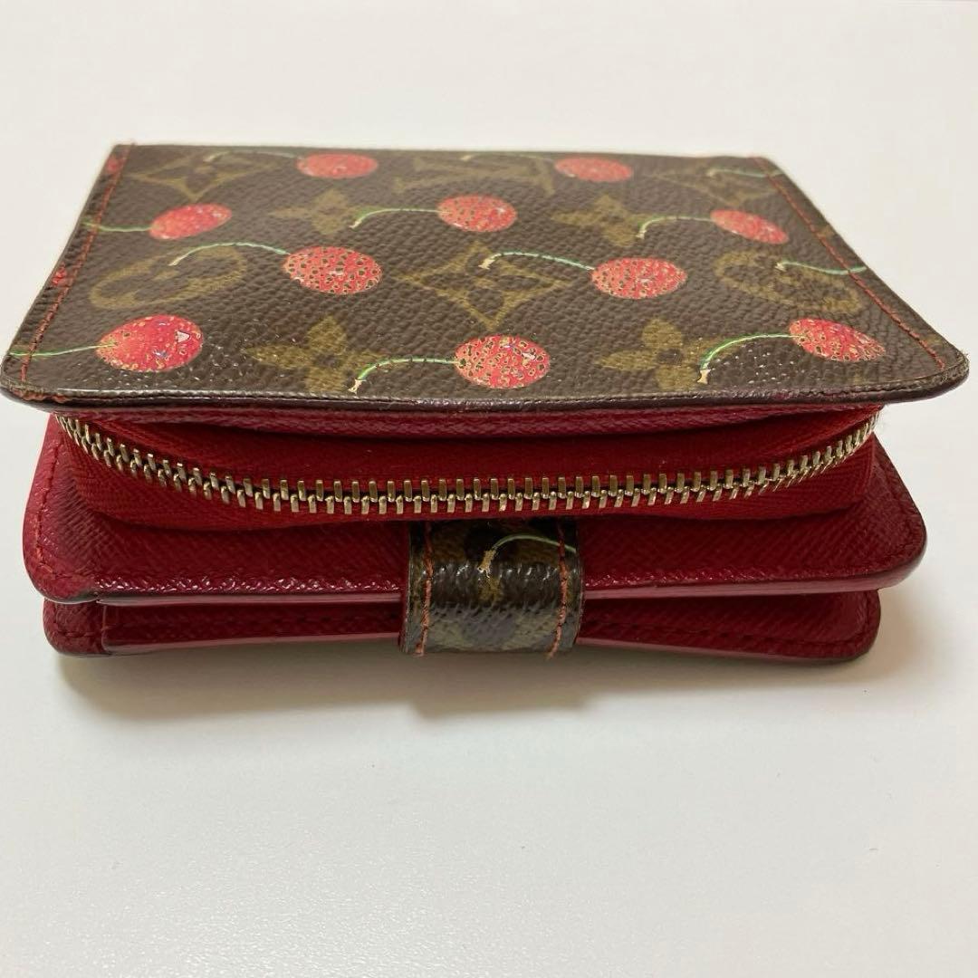 ルイヴィトン モノグラム コンパクトジップ 村上隆 チェリー 折り財布