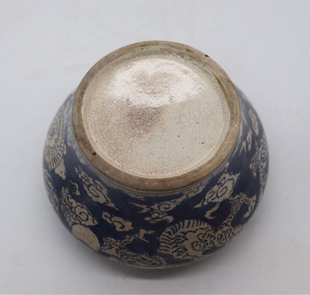 中国　染付　龍紋唾壺　送料込み0621