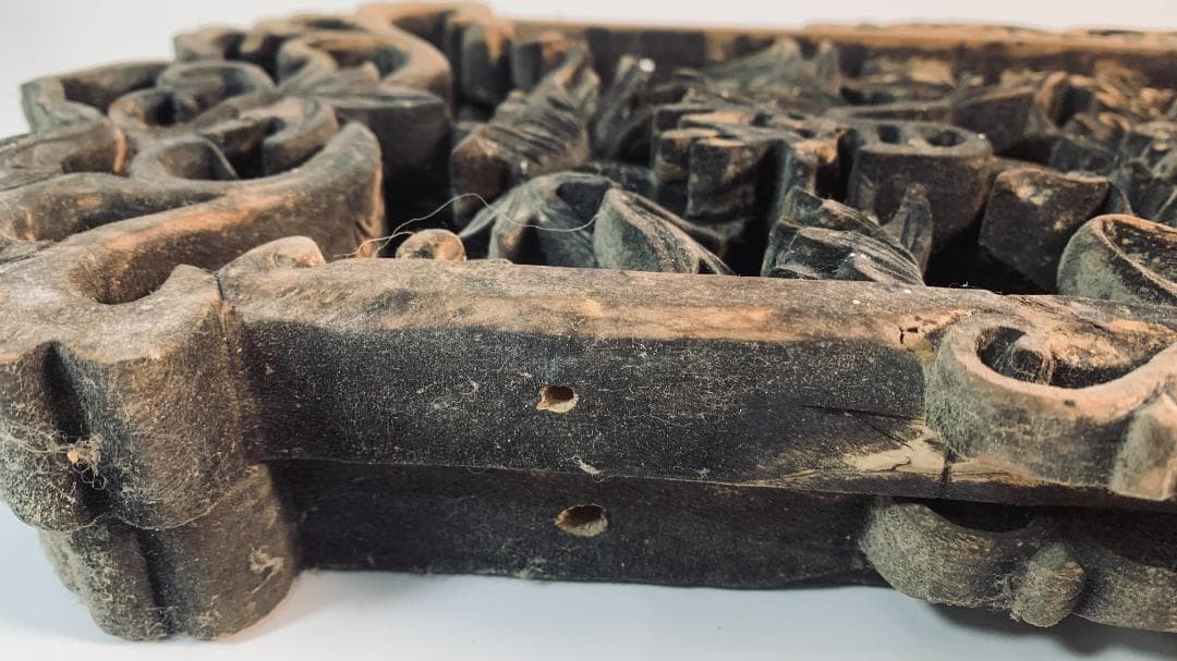 清代後期 木彫透かし飾板「春寿図」 鳥花文様清代後期〜民国初期頃の吉祥建具装飾