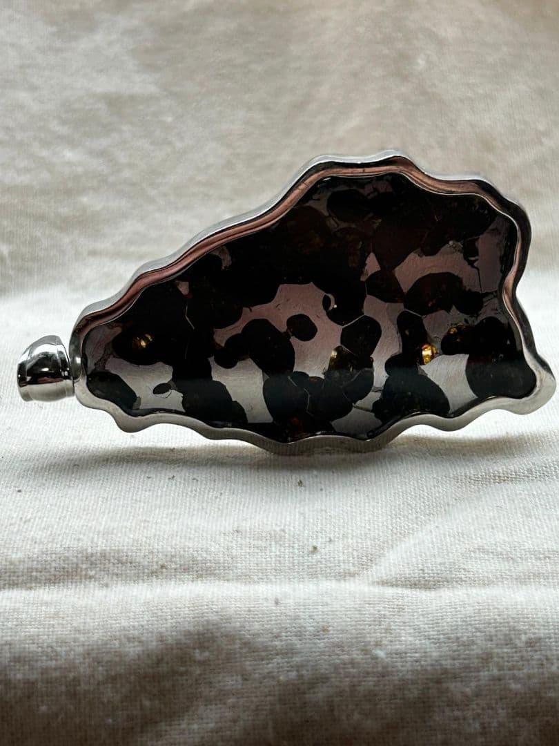 天然セリコパラサイト隕石ペンダント トップスターリングシルバーフレーム