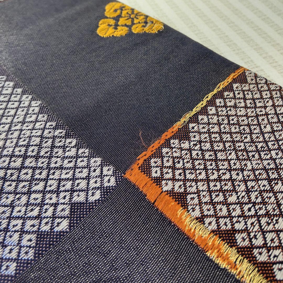 【洒落袋帯】一目惚れ級！黒地引箔×鹿子市松■天井鹿子文/粋モダン/424cm