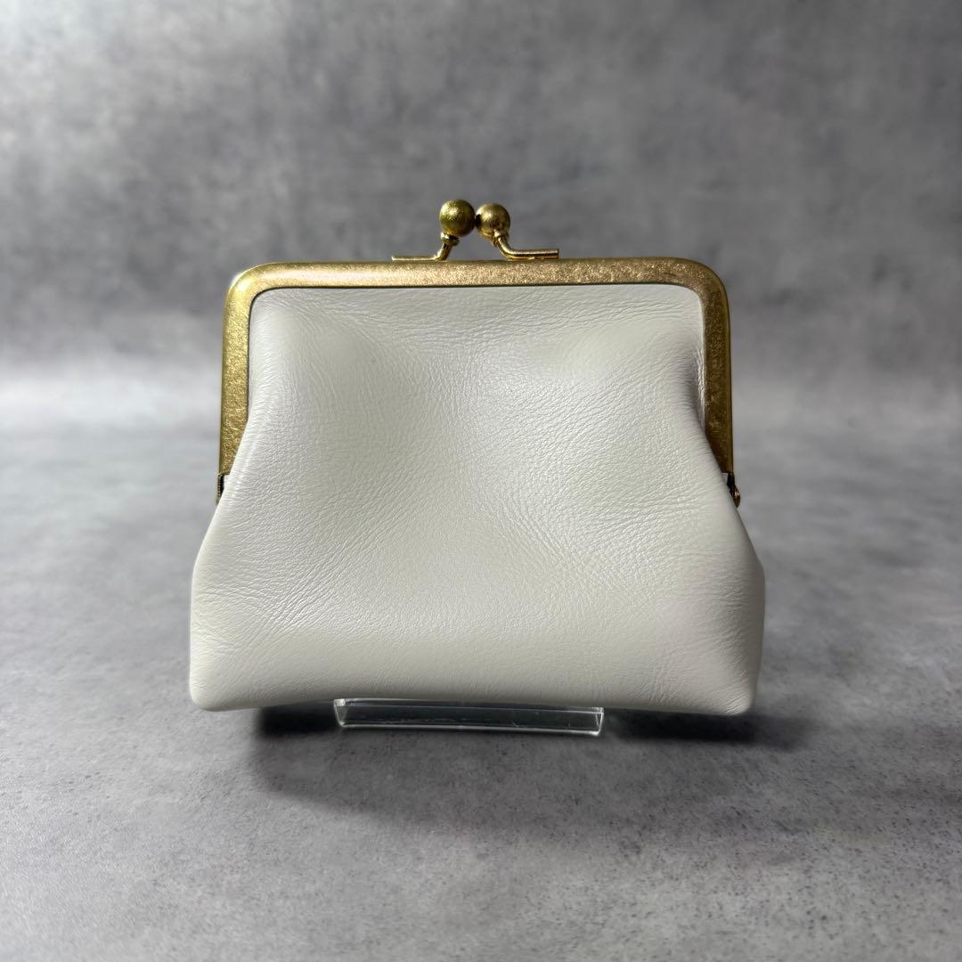 新品未使用✨北欧暮らしの道具店 がま口 本革 ミニウォレット アイボリー