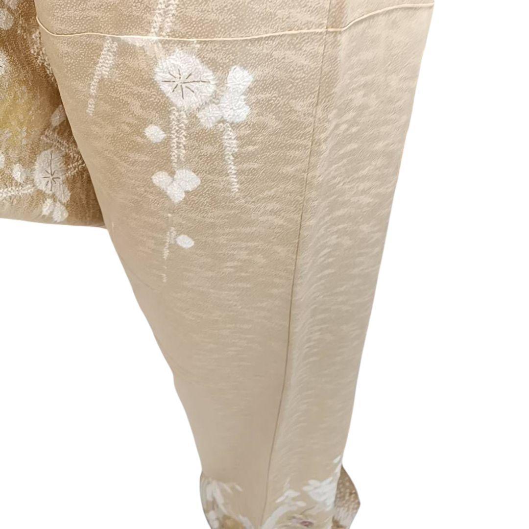 LULU81 着物 訪問着 袷 絞り 黄金色 雪輪 刺繍 花柄