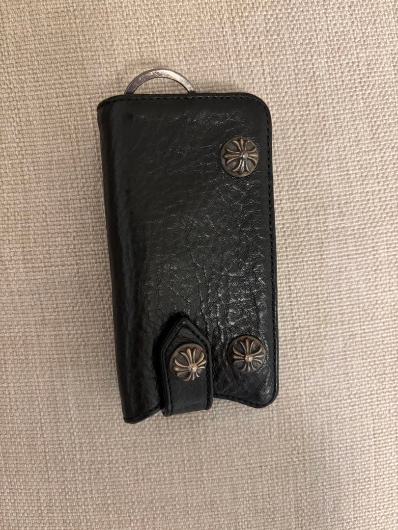 値下げクロムハーツchromeheartsレザーキーケース黒色スナップボタン付き