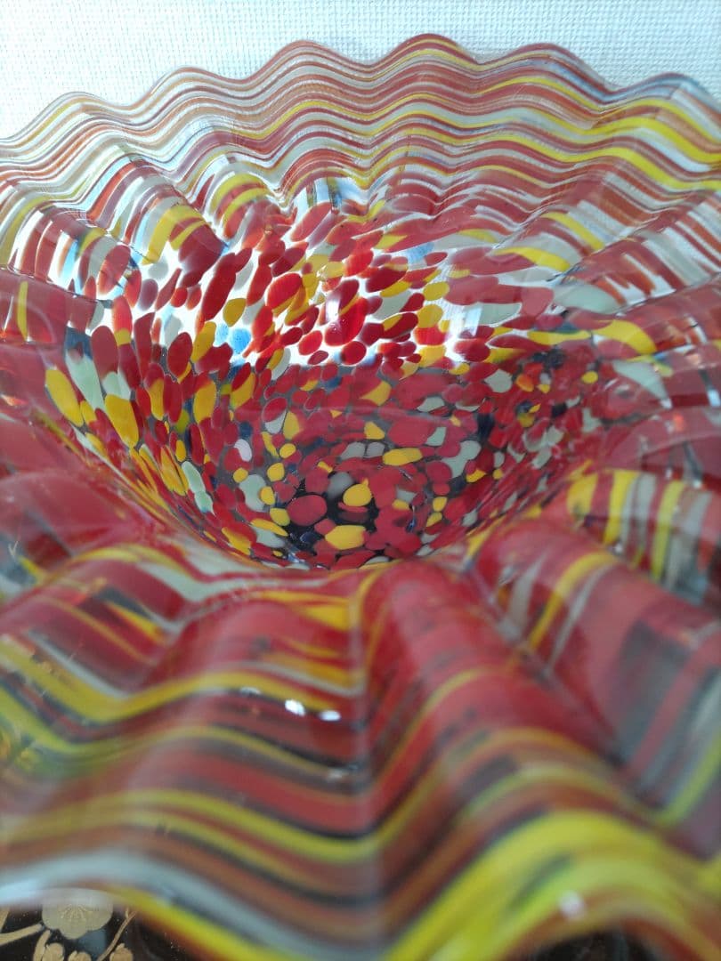 色変わり色吹雪文様　マーブル柄　コンポート