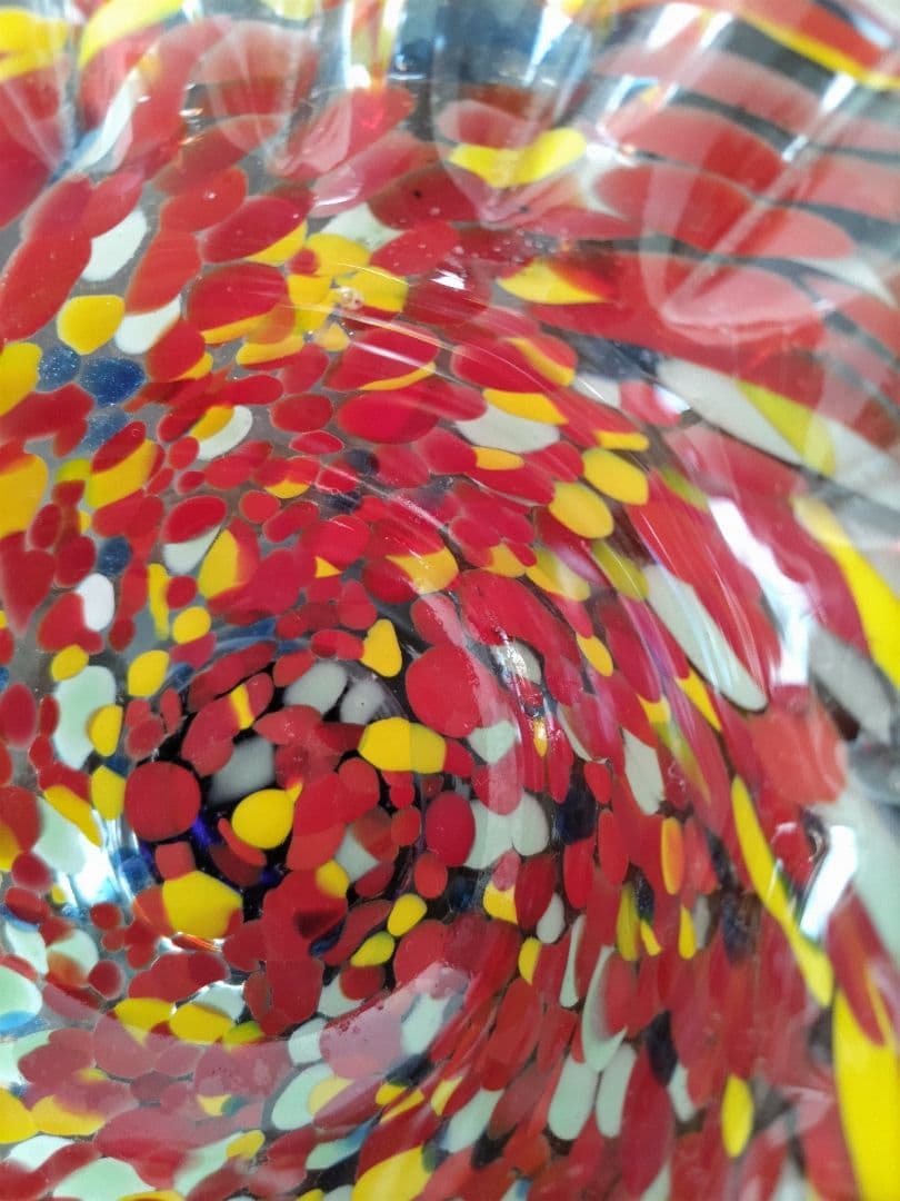 色変わり色吹雪文様　マーブル柄　コンポート