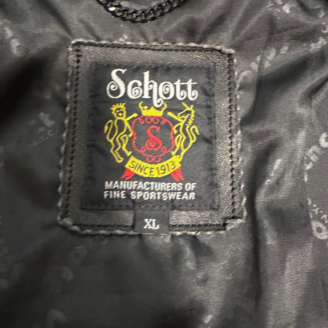 美品XLサイズ　ショット　ラムレザー シングルライダースジャケット　襟付き　黒