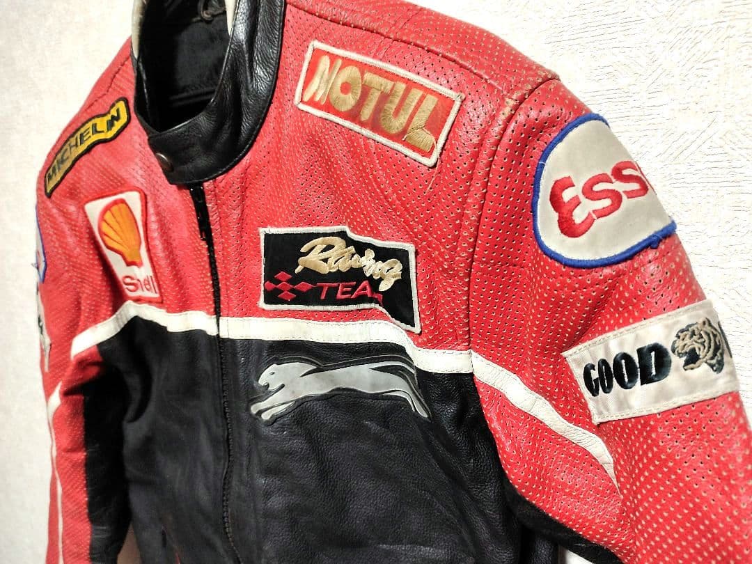 本革✪レーシングジャケット 革ジャン Esso MICHEKIN Shell
