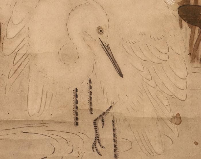 【名品】★狩野永徳 『蓮華白鷺図』 検） 狩野尚信 狩野探幽 豊臣秀吉 織田信長