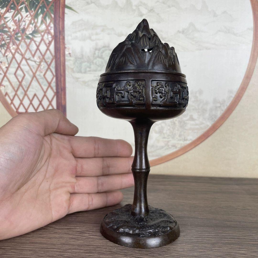 銅細工 盤竜香炉 博山炉 香道具 装飾品 工芸品 美術品 置物