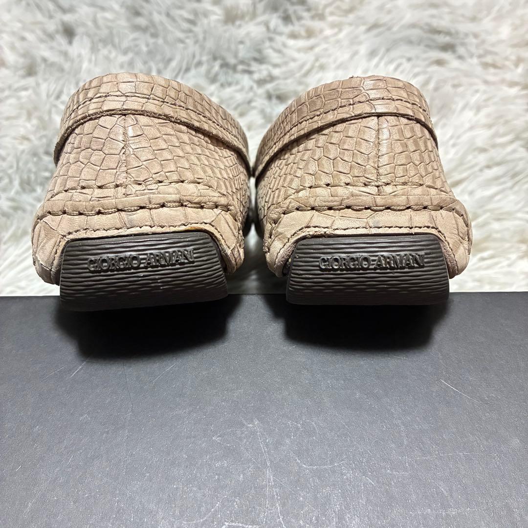 【未使用に近い】GIORGIO ARMANI 本革 クロコ型押し ６グレージュ