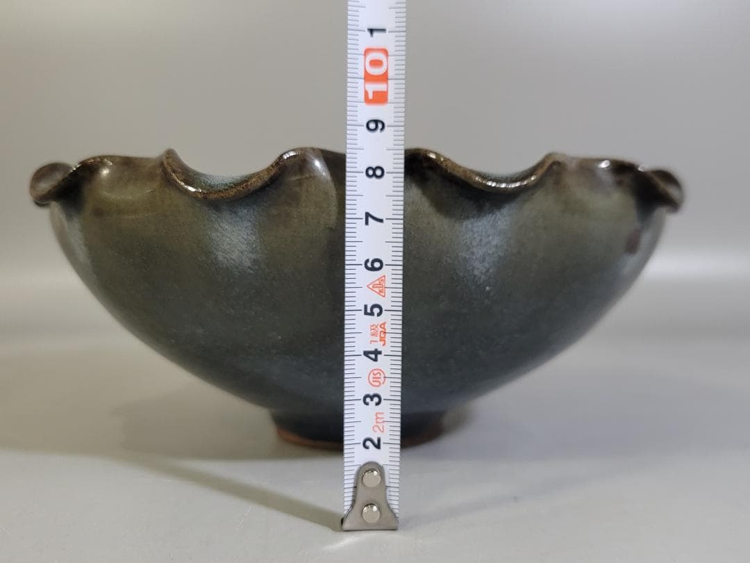 中国美術 斑紫釉 輪花 碗 時代物 DT444