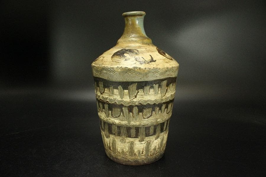 古唐津 櫛目 模様 徳利 高24.3cm 古美術(ZE565)