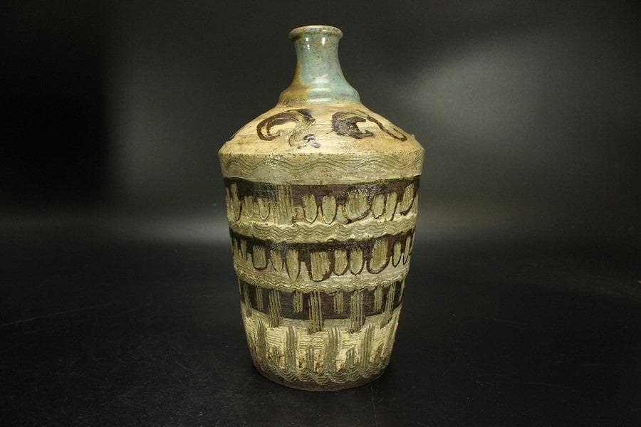 古唐津 櫛目 模様 徳利 高24.3cm 古美術(ZE565)