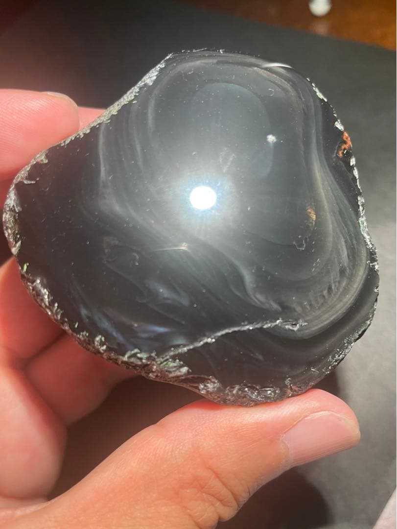 研磨済　十勝石玲瓏　マホガニーオブシディアン　オーロラ系模様