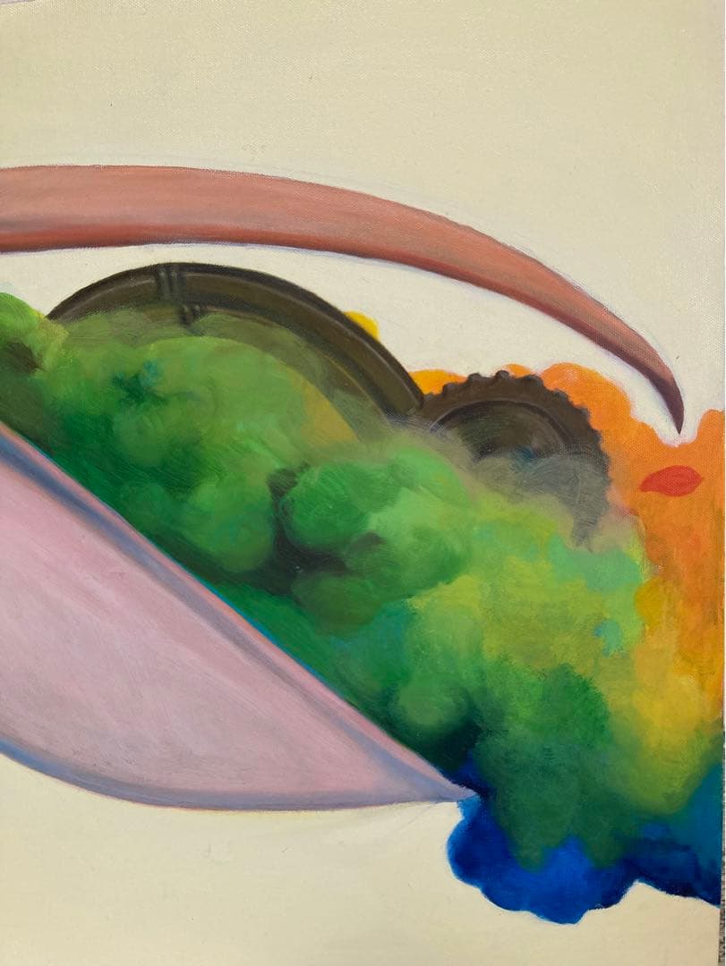 無題　新人画家　大塚麻世 ペリカン　油彩 絵画 油絵 動物　動物絵　拡声器