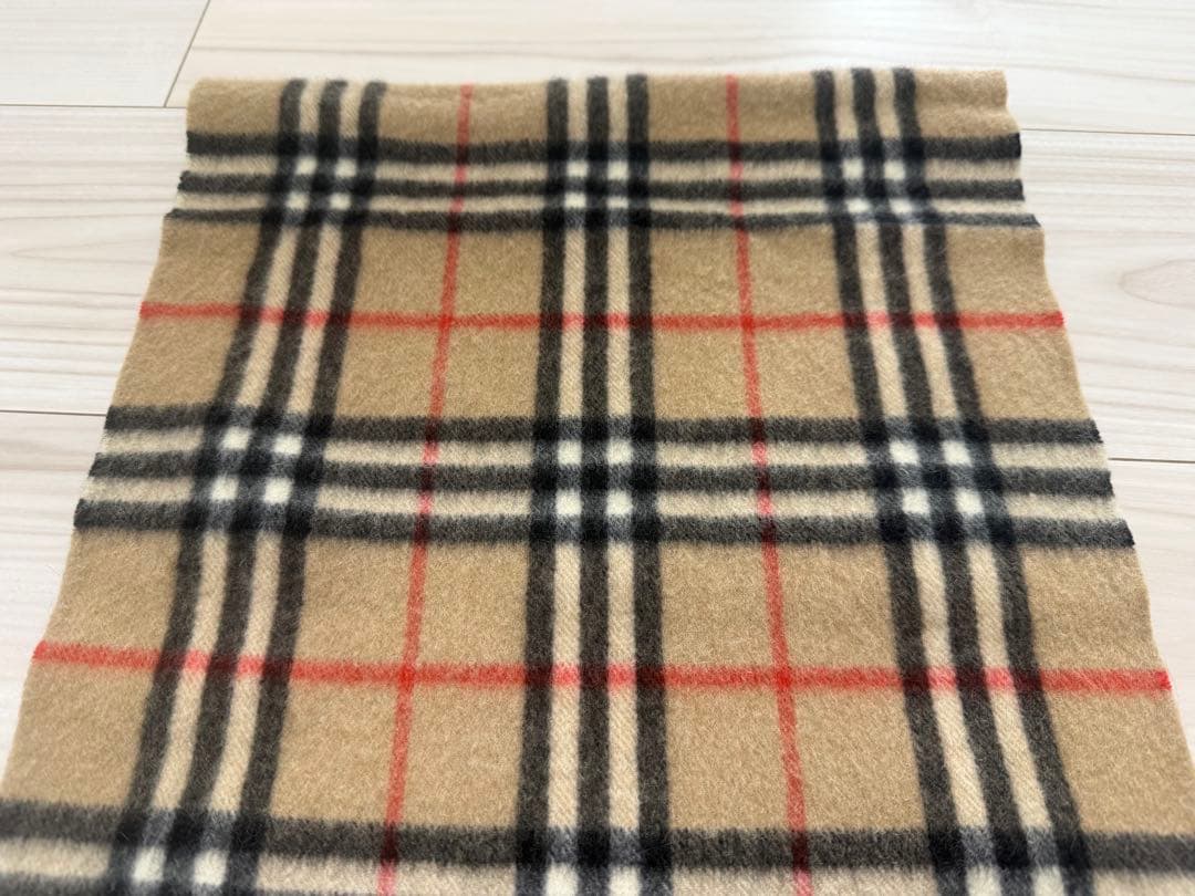 バーバリー カシミヤ チェックマフラー ベージュ