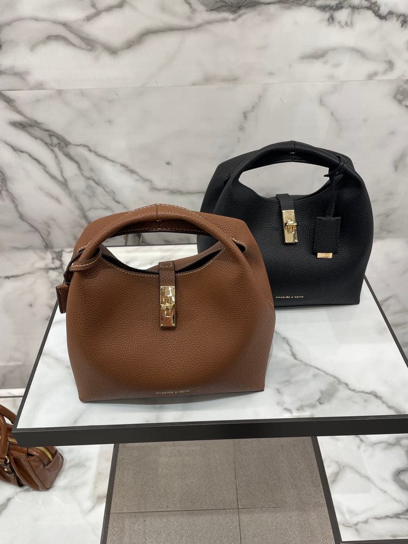 新品未開封CHARLES & KEITH チャンス バケットバッグ　チョコレート