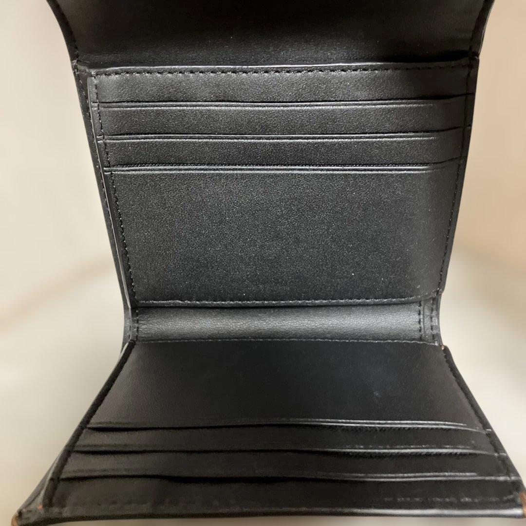 COACH三つ折り財布、チェック柄赤黒（極美品）