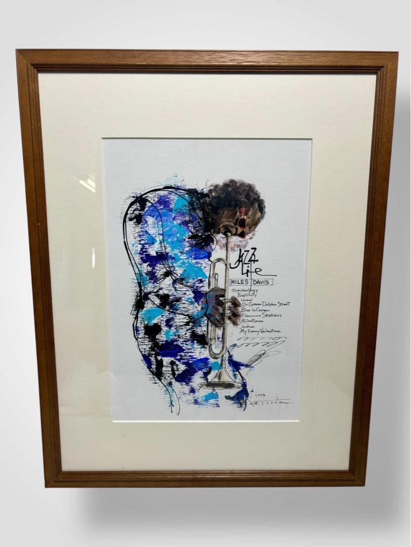 #津田耕「Jazzライフ」マイルス・デイヴィス　額装アクリル画