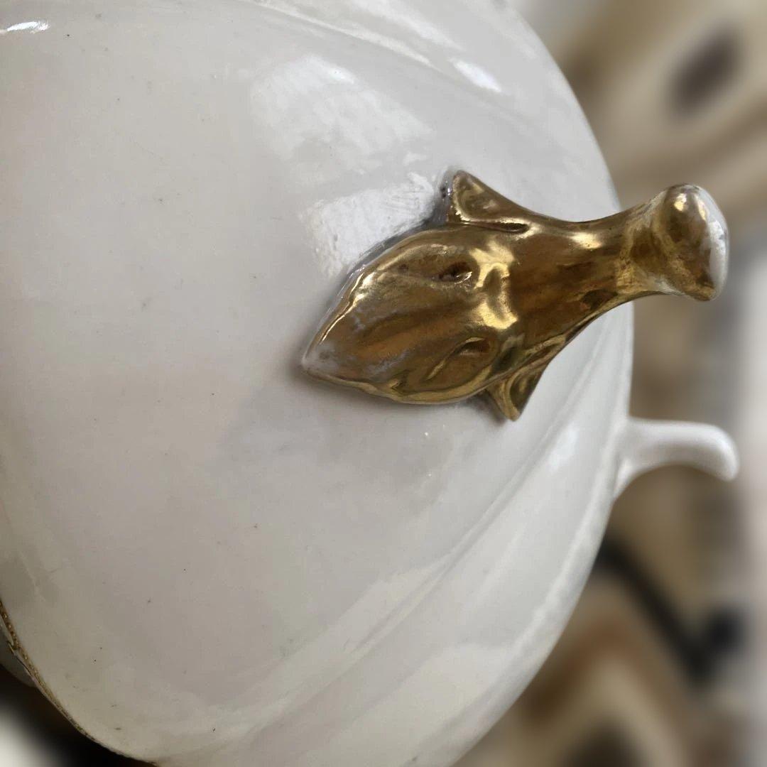 アンティーク　オールドノリタケ　金彩桃図脚付鉢】